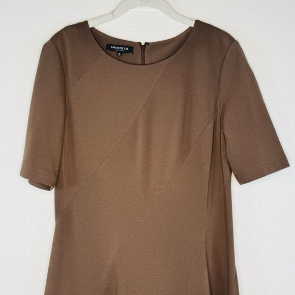 Lafayette 148 New York Women's Brown Flared Skirt Knit Dress SZ 8 EUC - Picture 2 of 12